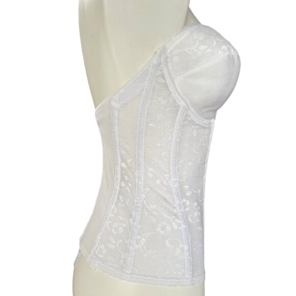 Carnival Lace Bustier Corset Boning Bridal Lingerie Size 34D white Wedding VTG - Picture 4 of 14
